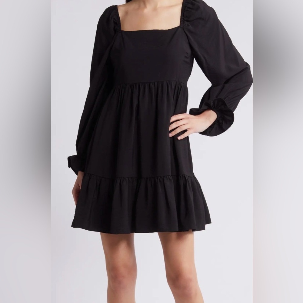 NWT CHELSEA 28 Tiered Black Mini Dress Sz XS